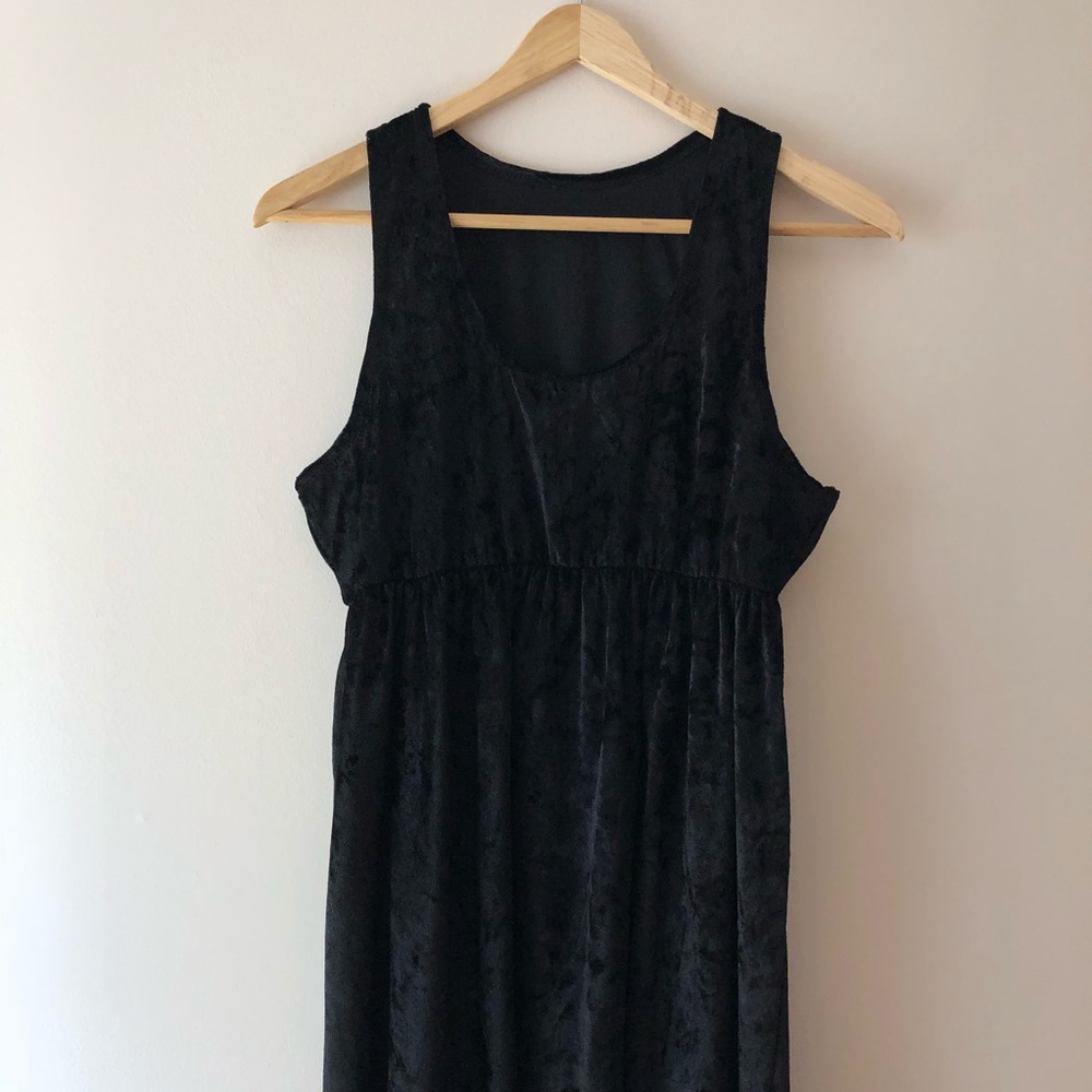 Black velvet mini dress